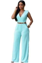 Belted V-Neck Jumpsuit