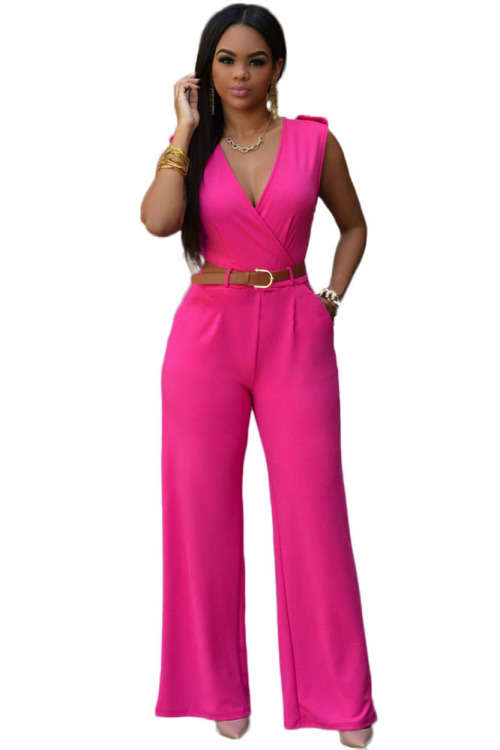 Belted V-Neck Jumpsuit