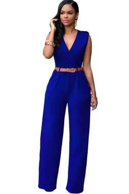 Belted V-Neck Jumpsuit
