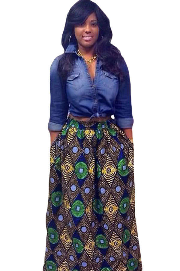 African Print  Maxi Skirt