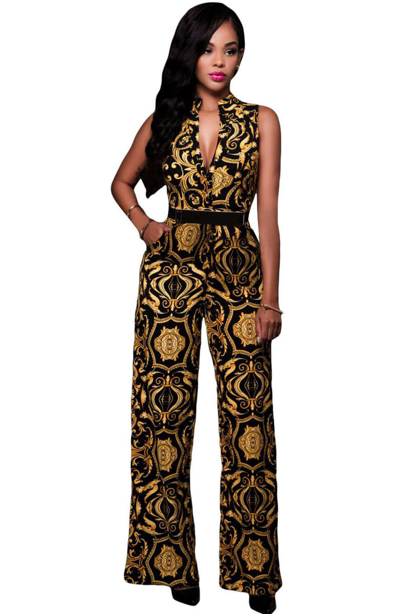 Print Belted Jumpsuit