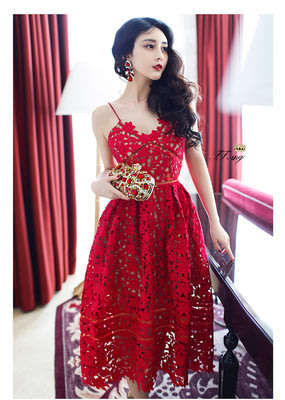 hollow harness lace dress