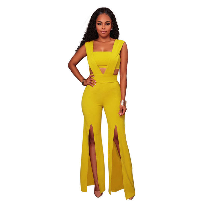 Deep V stitch wrapped Jumpsuit