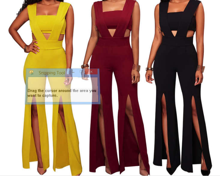 Deep V stitch wrapped Jumpsuit