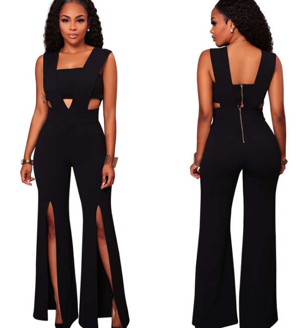 Deep V stitch wrapped Jumpsuit