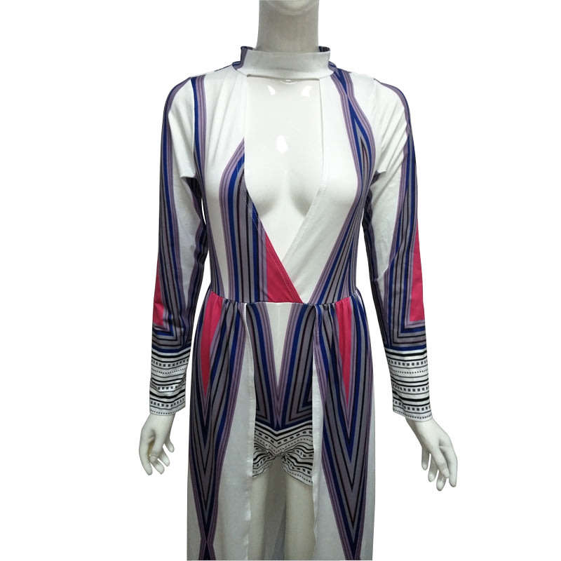 Printed split Romper Dress