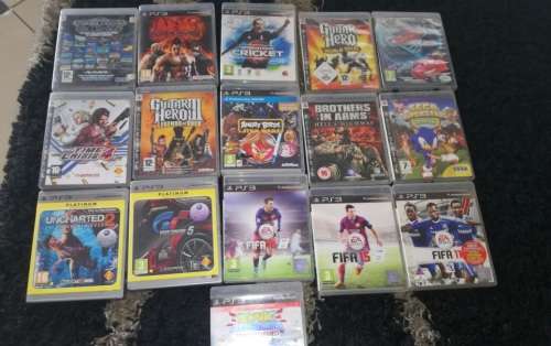 PS3 500GB with 3 Controllers, 16 Games, Guitars, and Gun. COMPLETE GAMING SETUP **MUST READ**