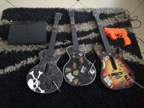 PS3 500GB with 3 Controllers, 16 Games, Guitars, and Gun. COMPLETE GAMING SETUP **MUST READ**