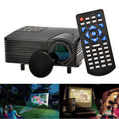 Multimedia LED Projector with HDMI, AV, VGA, USB, SD. Available in White or Black color