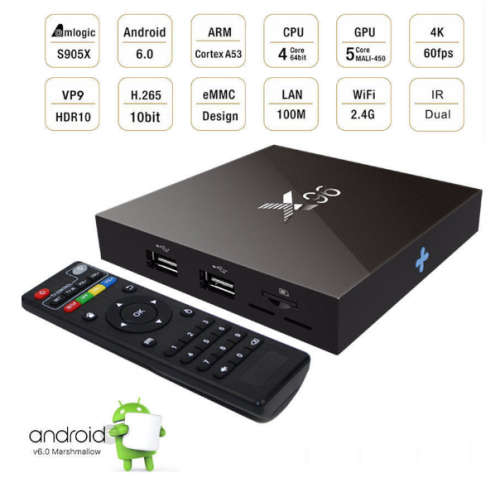 Multimedia TV, PC  Box. Android 6.0. Quad Core. 4K Video. S905X. WiFi, HDMI, USB, SD