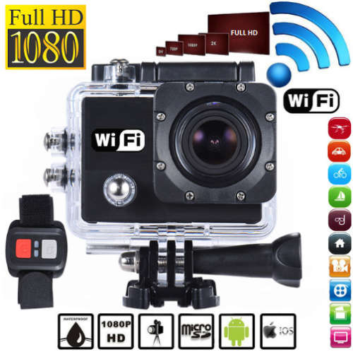 2.0" 1080P Full HD WIFI Action Sports Camera/Camcoder. Waterproof Available in Black, White, Silver