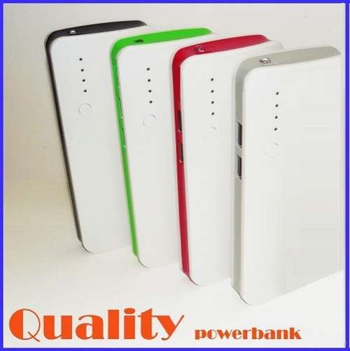 Universal 10 600mAh Power Bank with 2 x USB Ports. Fast Charge. Built in LED Lamp. Assorted Colors