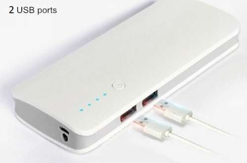 Universal 10 600mAh Power Bank with 2 x USB Ports. Fast Charge. Built in LED Lamp. Assorted Colors