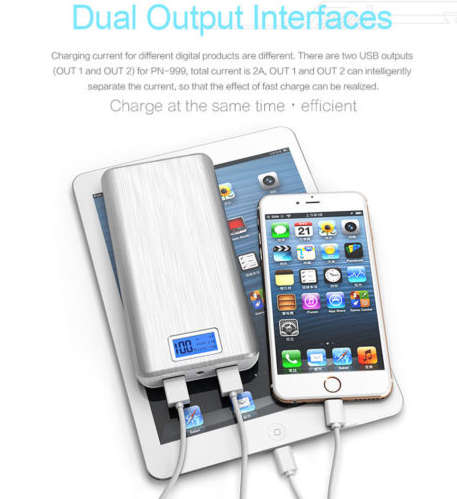 20 000mAh Universal Power Bank with LCD Display. Built in Protection, LED Torch. Assorted Colors