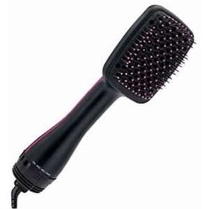 Multifunctional Ionising Hot Air Paddle Brush. Hair Dryer, Detangler and Styler. Pink Colour