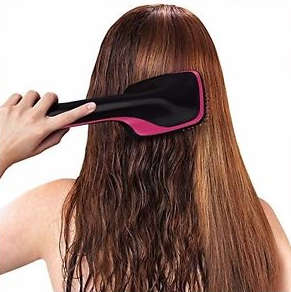 Multifunctional Ionising Hot Air Paddle Brush. Hair Dryer, Detangler and Styler. Pink Colour