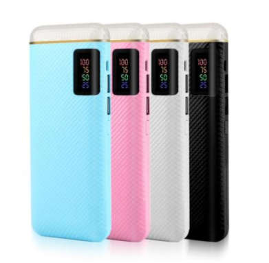 Universal 10 600mAh Power Bank with 2 x USB Ports. Fast Charge. Built in LED Lamp. Assorted Colors