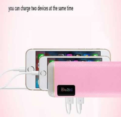 Universal 10 600mAh Power Bank with 2 x USB Ports. Fast Charge. Built in LED Lamp. Assorted Colors