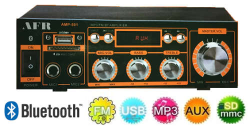 Professional Compact House Amplifier with Bluetooth, FM, USB, SD, Aux and Karaoke function