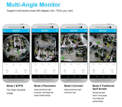 360° HD Panoramic 3D VR Camera. Multi Angle View, Two Way Intercom, Motion Detection, Night vision.