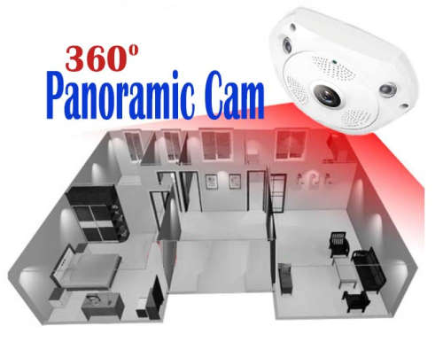 360° HD Panoramic 3D VR Camera. Multi Angle View, Two Way Intercom, Motion Detection, Night vision.