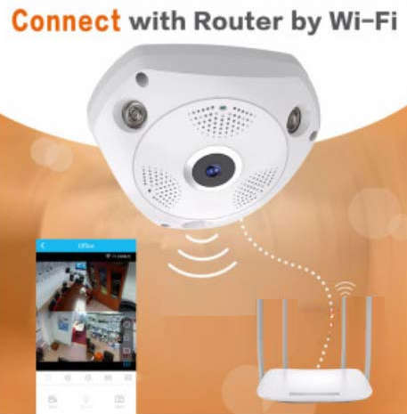 360° HD Panoramic 3D VR Camera. Multi Angle View, Two Way Intercom, Motion Detection, Night vision.