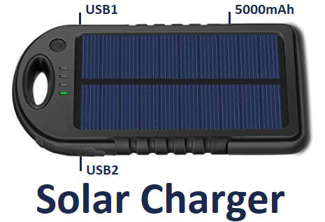 Universal 5 000mAh Solar Power Bank with LED Indicator. 2 USB. Built in Torch. Assorted Colors