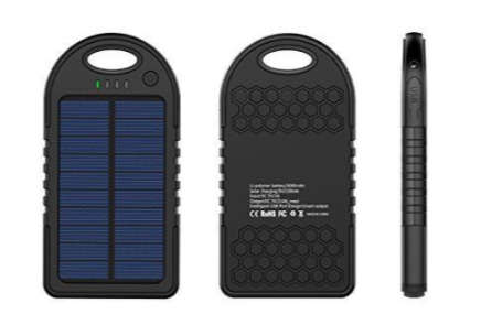 Universal 5 000mAh Solar Power Bank with LED Indicator. 2 USB. Built in Torch. Assorted Colors