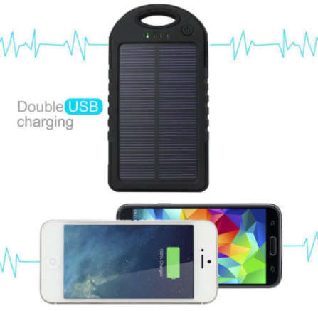 Universal 5 000mAh Solar Power Bank with LED Indicator. 2 USB. Built in Torch. Assorted Colors