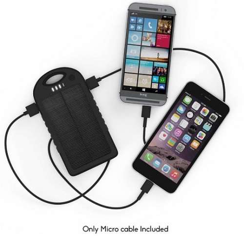 Universal 5 000mAh Solar Power Bank with LED Indicator. 2 USB. Built in Torch. Assorted Colors
