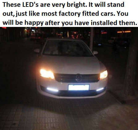 2 x LED Daytime Running Lights. Super Bright 6500k White.