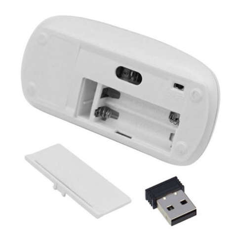 2.4GHz Ultra Slim Optical Wireless Mouse. Available in Black or White color.