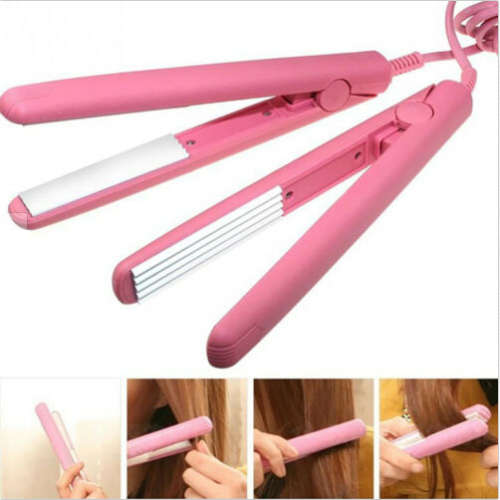 Mini Ceramic Hair Curler/Crimper Styling Iron. Blue, Pink or Purple color.
