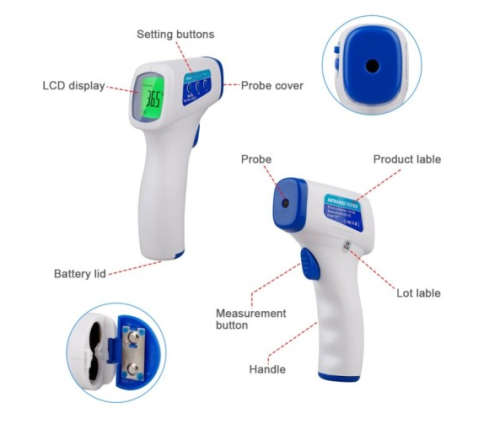 Medical Infrared Thermometer. Non-Contact Symptons Detector.