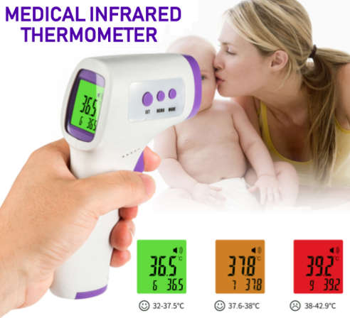 Certified Medical Infrared Thermometer. Non-Contact Symptons Detector.