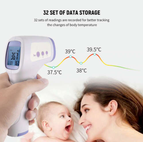 Certified Medical Infrared Thermometer. Non-Contact Symptons Detector.