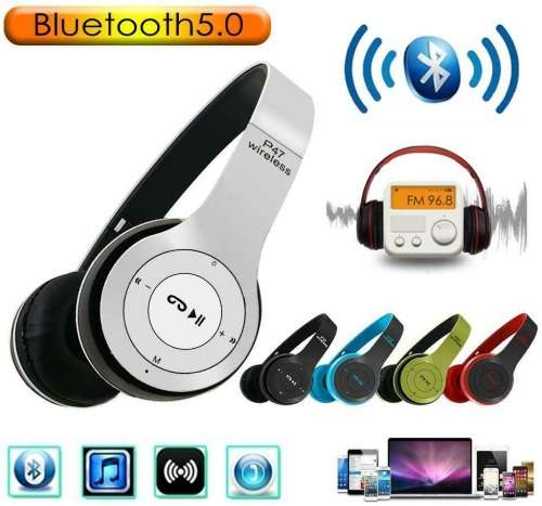 Wireless Bluetooth Bass Headphones with controls, Microphone, FM Radio, TF Card slot Assorted colors