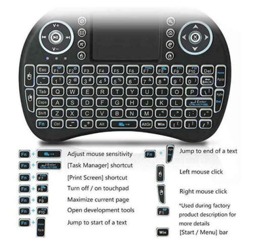 RGB Wireless Keyboard, Air Mouse Remote. For Android Tv Box, PC, Phone, Laptop or TV.
