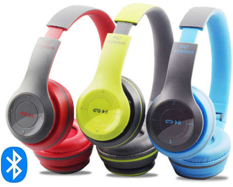 Wireless Bluetooth Bass Headphones with MP3 player, Microphone. TF Card slot Assorted colors