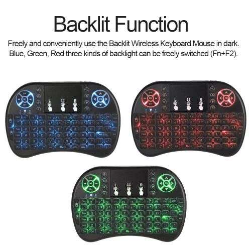 RGB Wireless Keyboard, Air Mouse Remote. For Android Tv Box, PC, Phone, Laptop or TV.