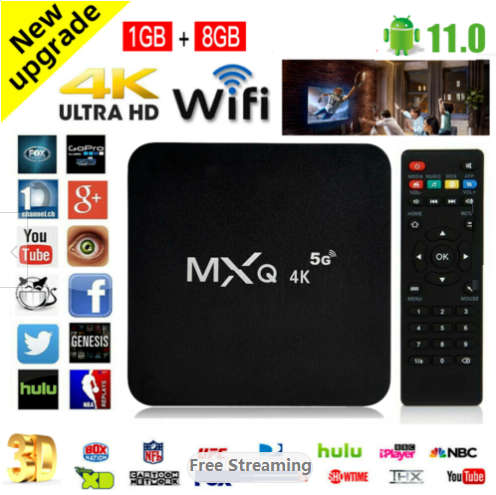 MXQ-4K Smart Tv Box 5G Ultra HD, Wifi, Android 11, Quad Core With Free Streaming apps.