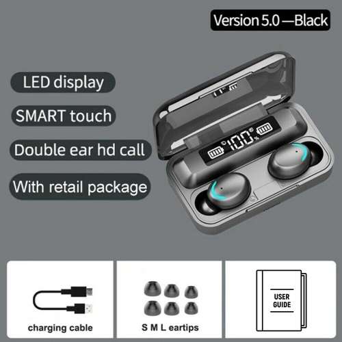 F9-5 True Wireless Earbuds With Power Bank. For Android, iOS, Windows & Mac OS. Bluetooth 5.0