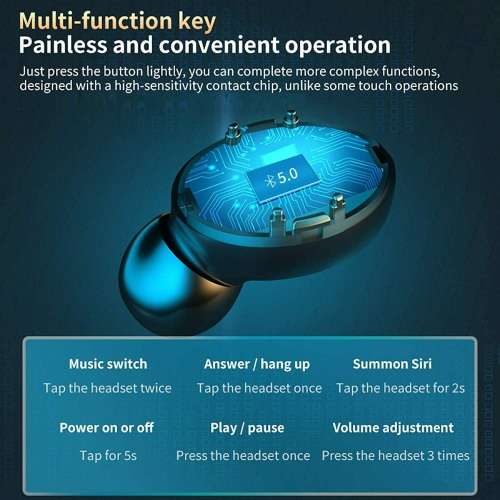 Wireless Earbuds With Power Bank. Compatible With Android, iOS, Windows and Mac OS. Bluetooth 5.0