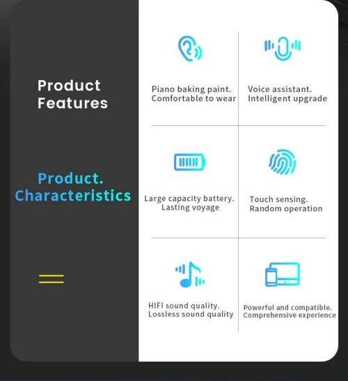 i12 Wireless Earphones. Compatible With Android, iOS, Windows and Mac OS. Bluetooth 5.0