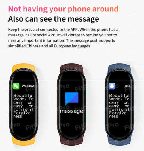 M6 Smart Watch Bracelet Heart Rate Blood Pressure Monitor. Color Screen.