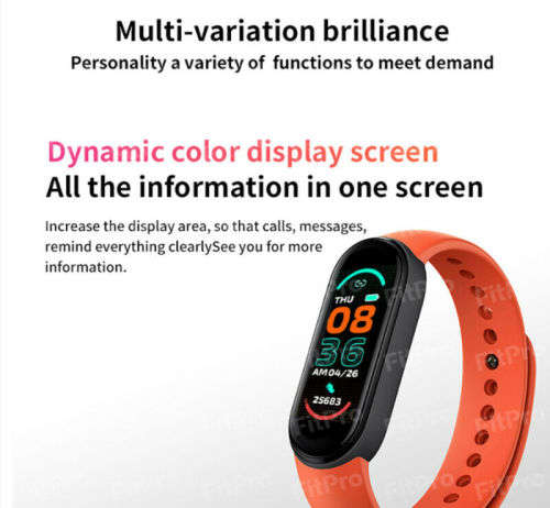 M6 Smart Watch Bracelet Heart Rate Blood Pressure Monitor. Color Screen.