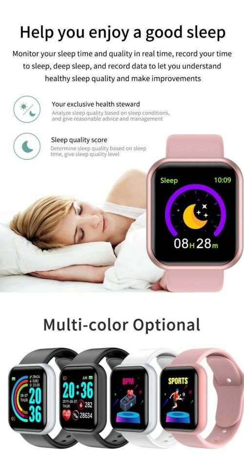 1.5` Smart Watch. 2022. Heart Rate Monitor.  Blood Pressure. Fitness Bracelet. Assorted colors