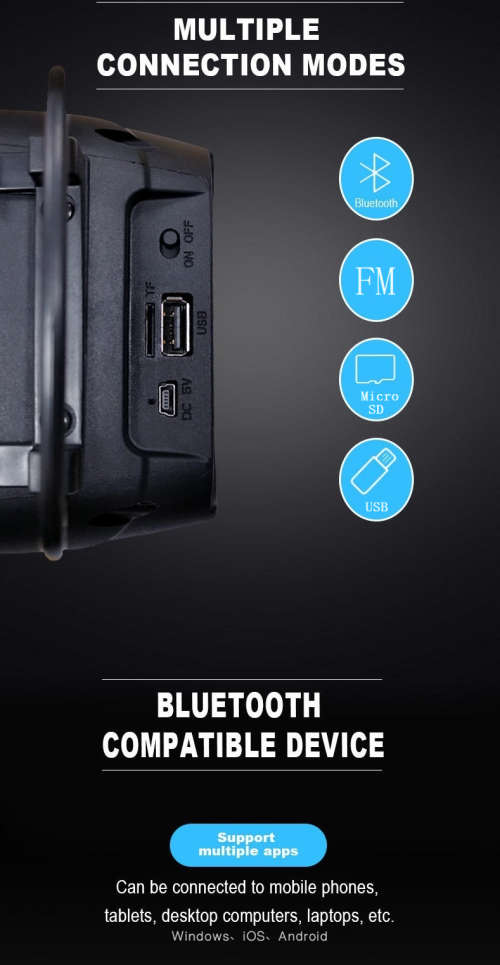 3` Wireless Portable Speaker Sound System with Bluetooth, USB, Micro SD and FM Radio