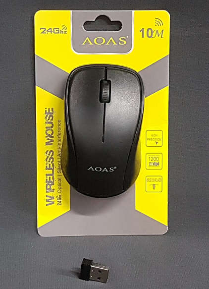 AOAS Optical Wireless Mouse. 2.4GHz. Available in Black, Blue, Red and Silver colors.
