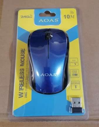 AOAS Optical Wireless Mouse. 2.4GHz. Available in Black, Blue, Red and Silver colors.
